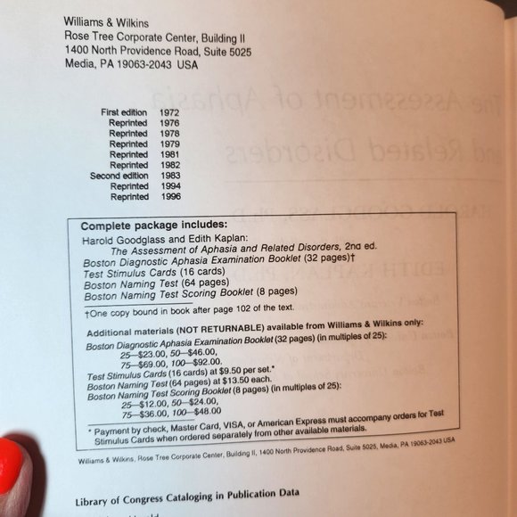 Assessment of Aphasia and Related Disorders 2nd Ed. by Harold Goodglass, Ph.D. - Picture 10 of 16